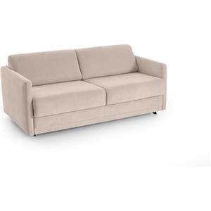 Atlantic Home Collection Divano letto Limone, imbottito di alta qualità, beige, con superficie di appoggio 140/200, 193 x 93 x 90 cm (larghezza x profondità x altezza)