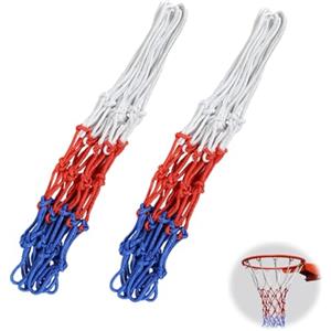Joysuelly 2 Pezzi Rete da Basket, rete canestro basket esterno rimovibile reti da basket di ricambio in Poliestere tricolore dimensioni standard Rete per sport all'aperto e chiuso