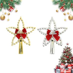 CALLYSONIC 2 Pezzi Stella Puntale Albero di Natale, Stella Decorazioni Natalizie, 18 cm, Plastica Punta Albero di Natale (Oro, Argento)