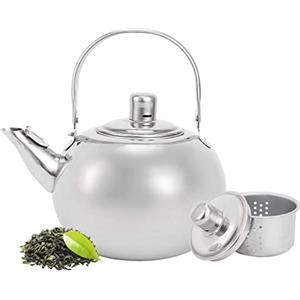 OUKENS Teiera, teiera in acciaio inossidabile 304 con fondo piatto, fornello a induzione, bollitore per l'acqua, teiera con filtro(14CM 1L)