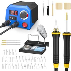 Trsaow Macchina per Bruciare il Legno Aggiornata, Pennarelli per Pirografia Duali, 33 Punte di Filo e 3 Punte Solide, Kit per Bruciare il Legno con Display Digitale della Temperatura per Opere d'Arte