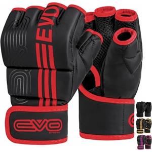 EVO Fitness Guanti MMA neri opachi Guanti per arti marziali Grappling Sparring da uomo Muay Thai Cage combattimento boxe sport da donna rosa UFC sacco da boxe allenamento (Rossa, XL)