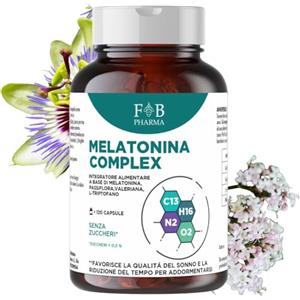 F B PHARMA Melatonina Complex 120 Capsule | Melatonina 1 mg per Ridurre il Tempo di Addormentamento | Con Valeriana e Passiflora per Rilassamento e Sonno Naturale | Integratore Notte | Made in Italy