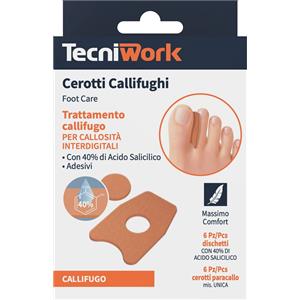 TECNIWORK Cerotti Callifughi - 12 Pezzi con Paracallo Protettivo e 40% di Acido Salicilico