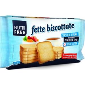 NUTRIFREE Fette Biscottate Friabili Senza Glutine 225 g - Senza Olio di Palma, Multipack da 6 Monoporzioni