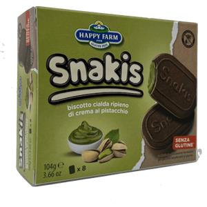 HAPPY FARM Snakis Pistacchio 104g - Snack Croccante al Pistacchio
