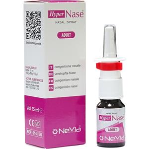 HyperNase Spray Nasale Adulto 15 ml - Soluzione Tamponata Ipertonica al 3% di Sodio Cloruro e 0,1% di Acido Ialuronico