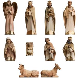 ICE TOYS personaggio presepe nativita effetto legno misura 24 cm in poliresina decorata (SET 1, 24CM)