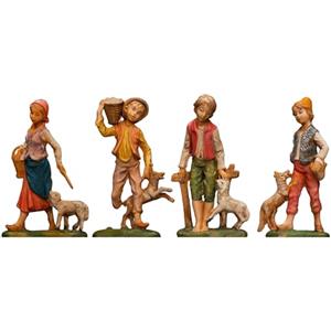 ICE TOYS Statuine Presepe Pastori, Set 4 Pezzi, 17 cm, Dipinte a Mano, Made in Italy, Multicolore (SET 5, 18CM)