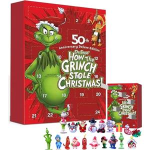 CXCOSRY Grinch Calendario dell'Avvento 2025 per bambini, 24 sorprese con minifigurine, conto alla rovescia di 24 giorni, confezione regalo natalizia per ragazzi e ragazze