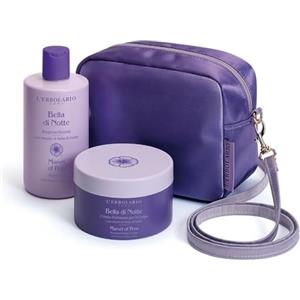 L'Erbolario Bella di Notte Beauty Bag Grandi Meraviglie - Bagnoschiuma 300 ml + Crema Profumata per il Corpo 250 ml + Beauty - EDIZIONE LIMITATA - fragranza dolcemente fiorita e vanigliata
