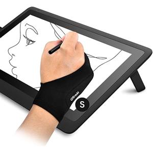 OTraki 2 PCS Guanti da Artista Drawing Glove per Tavoletta Grafica, Palma Rejection Guanto Antivegetativa per Disegnatori Artistico Antifrizione Guanti 2 Dita per Disegno Digitale Tablet (7x18.5CM)