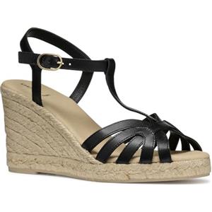 Geox D GELSA A, Sandalo con Zeppa Donna, Black, 40 EU