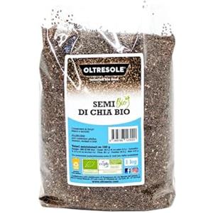 Oltresole, Semi di Chia Biologici 1 Kg, Superfood Ricco di Proteine e Fibre, Senza Additivi, Ideali per Muesli, Insalate e Prodotti da Forno, Confezione Ideale per Famiglie