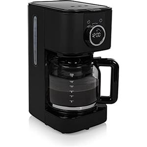 Princess Macchina da Caffè in Acciaio Inox Nera, Capacità 1,5 L per 10 a 15 Tazze, Timer Digitale, Sistema Antigoccia, Spegnimento Automatico, Facile da Pulire, 01.246060.01.001