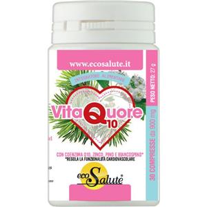 SPAZIO ECOSALUTE VITA Cuore Q10 - Integratore con Coenzima Q10 e Biancospino per il Benessere Cardiovascolare - 60 Compresse