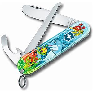 Victorinox, My First Victorinox, Coltellino Svizzero, Originale, Multiuso, Campeggio, 9 Funzioni, Lama, grande with rounded tip, Apriscatole