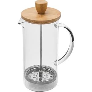noTrash2003 French Press BAMBOO PRESS - Caraffa in vetro da 600 ml con filtro in acciaio inox e coperchio in bambù, elegante caffettiera per studenti, cucine e minimalisti