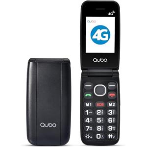 Qubo Telefono Cellulare per Anziani 4G, Flip con Tasti Grandi,Display 2.4, Volume Alto,Funzione SOS,Chiamata Rapida, cellulare anziani, Nero