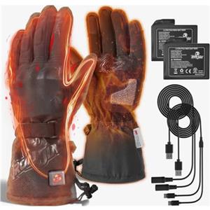 IRON JIA'S Guanti Riscaldati Moto Uomo Invernali Porta di ricarica USB da 3000 mAh cavo di Ricarica 2 in 1 Touchscreen Impermeabile e Antivento Adatti per Moto Escursionismo Sci-L