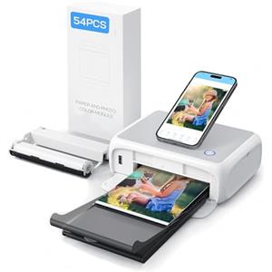 WOLFANG Stampante fotografica, stampante fotografica istantanea con 54 fogli (4"x6"), supporta la connessione WiFi, app di fotoritocco creativo, per smartphone iOS/Android
