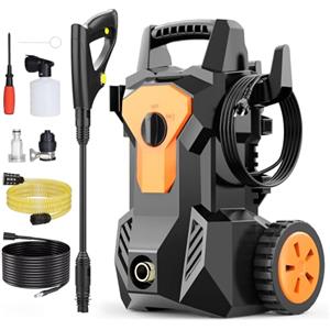 Fovendi Idropulitrice con Ugello Regolabile Pistola ad Alta Pressione 1600W 140Bar 420L/h Idropulitrice con Filtro Dell'acqua, Tubo Flessibile da 8M Cavo da 2M per Auto Terrazza, Giardino, Irrigazione