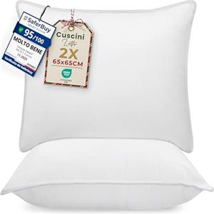 Utopia Bedding Cuscini Letto (Set di 2), 65 x 65 cm Guanciali Letto Coppia, 3D Fibra di Poliestere (Bianco)