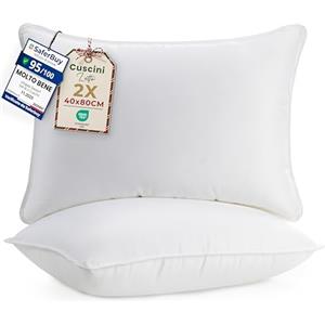 Utopia Bedding Cuscini Letto (Set di 2), 40 x 80 cm Guanciali Letto Coppia, 3D Fibra di Poliestere (Bianco)