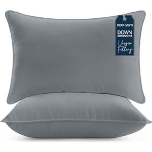 Utopia Bedding Cuscini Letto (Set di 2), 50 x 70 cm Guanciali Letto Coppia, 3D Fibra di Poliestere (Grigio)