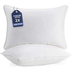 Utopia Bedding Cuscini Letto (Set di 2), 50 x 70 cm Guanciali Letto Coppia, 3D Fibra di Poliestere (Bianco)