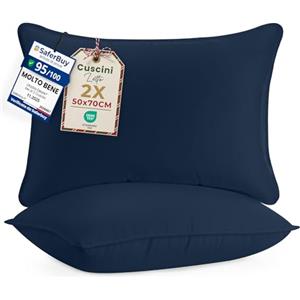 Utopia Bedding Cuscini Letto (Set di 2), 50 x 70 cm Guanciali Letto Coppia, 3D Fibra di Poliestere (Blu Navy),