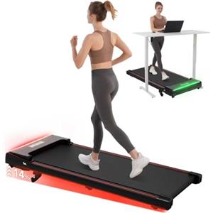LIKESPORTING Tapis Roulant con Inclinazione Regolabile 14%, Walking Pad Silenzioso, 1-6 km/h, Schermo LCD, Luci LED e Telecomando - Tapis Roulant per Casa e Ufficio