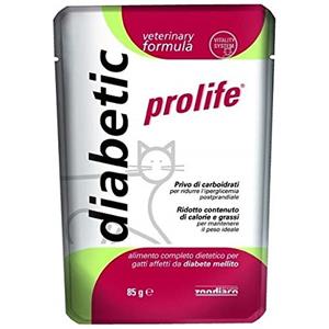 Prolife Diabetic Cibo Umido per Gatti - 85 g, Alimento Completo per Diabete, Privo di Carboidrati e Ricco di Proteine
