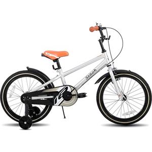 STITCH Bicicletta vintage per bambini da 18 pollici, per bambini da 6 a 8 anni, bicicletta per bambini da 18 pollici, con riser e supporto, colore: argento