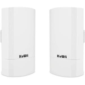 KuWFi Ponte WiFi Esterno, 900Mbps Interno/Esterno Punto a Punto di accesso wifi, 2KM PtP/PtMP Lunga Distanza Ripetitore wifi esterno, IP65 impermeabile Wifi extender per Magazzini, Aziende, Garage