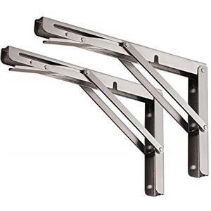 YUMORE Staffe Pieghevoli per Mensole 550mm,2 pezzi Reggimensola Pieghevole Staffa Mensola Pesante Inox Supporti Tavolo a Parete Folding Mensola per Banco di Lavoro Fai da Te, Carico Massimo 150kg