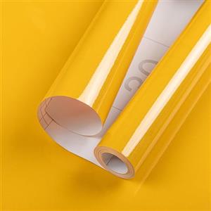Hode Carta Adesiva per Mobili Giallo 30x300cm, Pellicola Adesiva per Mobili Bianca, Rotolo Carta da Parati Giallo Impermeabile Camera da Letto Cucina Armadio Tavolo