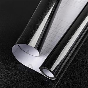 Hode Carta Adesiva per Mobili Nero 30x300cm, Pellicola Adesiva per Mobili Bianca, Rotolo Carta da Parati Nero Impermeabile Camera da Letto Cucina Armadio Tavolo