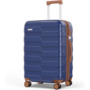 Vipbox Valigie Rigide Media 65cm (3 ANNI DI SERVIZIO VIP) Espandibile Policarbonato Ultra Leggera Trolley da Viaggio Durevole Valigia con Chiusura TSA e 4 Ruote, Blu Classico