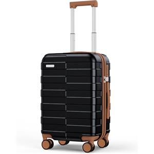 Vipbox Valigie Rigide Piccolo 55cm (3 ANNI DI SERVIZIO VIP) Policarbonato Ultra Leggera Trolley da Viaggio Durevole Valigia con Chiusura TSA e 4 Ruote, Nero Premium