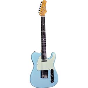 EKO GUITARS - VT380 V-NOS Chitarra Elettrica Serie Tribute V-NOS,Corpo in Pawlonia, Manico in Acero, Tastiera in Resina, Due pickup Single-coil, Controlli Volume e Tono a 3 vie, Colore Daphne Blue