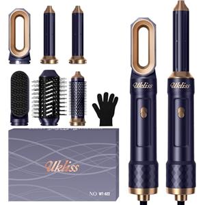 UKLISS Hair Styler 6 in 1, Spazzola Asciugacapelli & Airstyler con Arricciacapelli Automatico, Hair Dryer, Spazzola Lisciante per Capelli, Thermal Brush, Multistyler Regali per Donne Styling - Blu