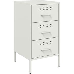 vidaXL Comodino Bianco 36x39x68cm in Acciaio Laminato a Freddo, mobiletto, Mobile Camera da Letto, Comodino in Metallo, tavolino da Letto