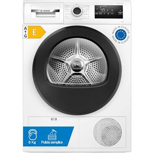 Bosch WTH85298II Serie 4 Asciugatrice smart a pompa di calore, 8 kg, Classe energetica E, Sensori di asciugatura intelligenti, Filtro semplice da pulire, Consumi ridotti,Bianco, 60 Cm