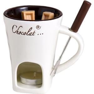 Generic Tazza per fonduta di cioccolato con forchette in ceramica Burro Warmer Pot Set portatile Hot Pot Cup Cup Kit Formaggio Melting Cup per Candy Snack Caramel Party