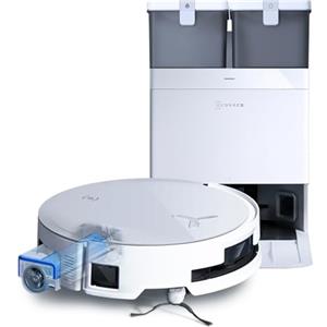 ECOVACS DEEBOT X8 OMNI Robot Aspirapolvere Lavapavimenti con Stazione Auto-Pulente, 18000Pa, Spazzola OZMO ROLLER Auto-Lavaggio Mocio Istantaneo con Acqua Calda a 75℃, Asciugatura Aria Calda, Bianco