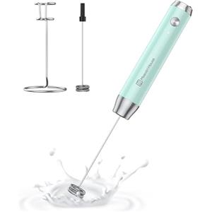 Maestri House Montalatte Elettrico, Impermeabile Portatile Frullino Montalatte Cappuccinatore Elettrico, Potente Frullatore in Acciaio Inox per Latte, Matcha, Cappuccino, LunaFro(Con Stand)