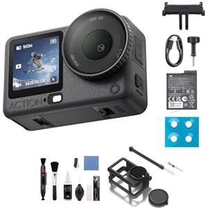 DJI Osmo Action 6 Combo Essenziale, 4K action cam con sensore quadrato 1/1,1″, apertura variabile da f/2,0 a f/4,0, resistente al freddo, batteria da 4 ore (Cleaning kit + protective case)