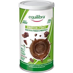 Equilibra Integratori Alimentari, Protein Plus Cioccolato, Whey Shake Energia Fisica e Mentale, 13 Vitamine e 7 Minerali, Low sugar, High protein, Maltodestrine, Proteine in Polvere da 310 g, 10 Dosi