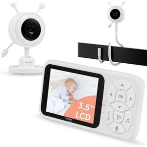 lionelo Babyline 3.4 Baby Monitor con Videocamera, Schermo 3,5, Batteria 3000mAh, Modalità VOX, Interfono, Visione notturna, 4x zoom, Ninne nanne, Telecamera baby monitor